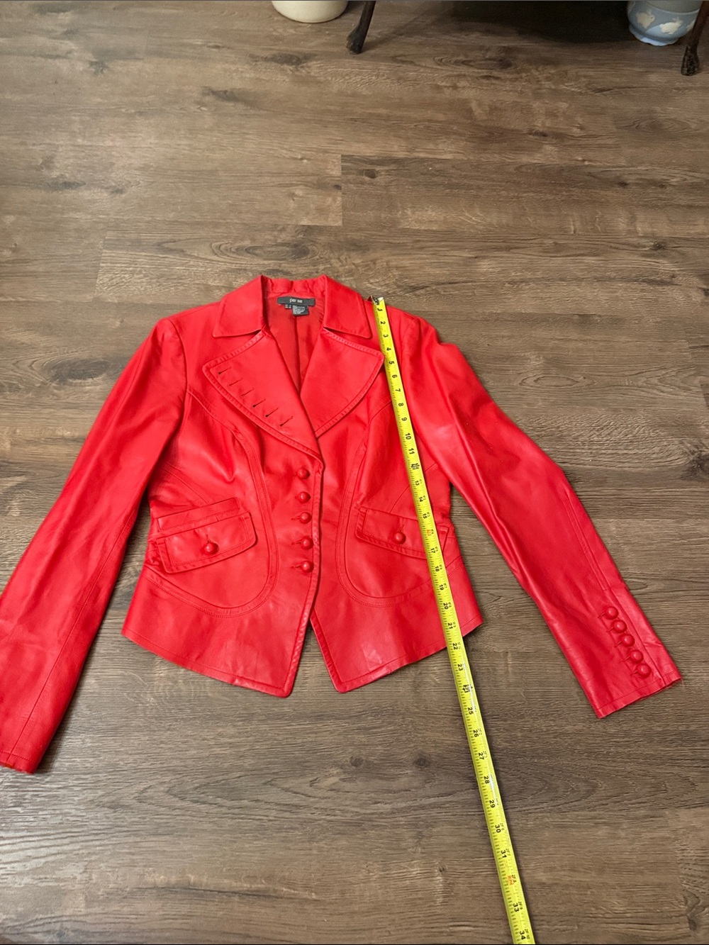 Per Se Red Leather Women's Blazer Jacket Size 8